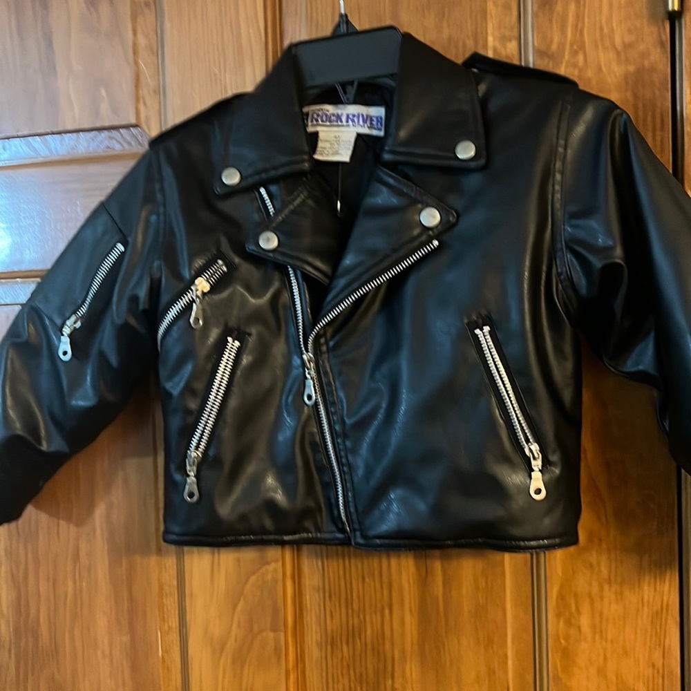 Rock  River Boys Faux Leather Motorcycle Jacket 4T Unique